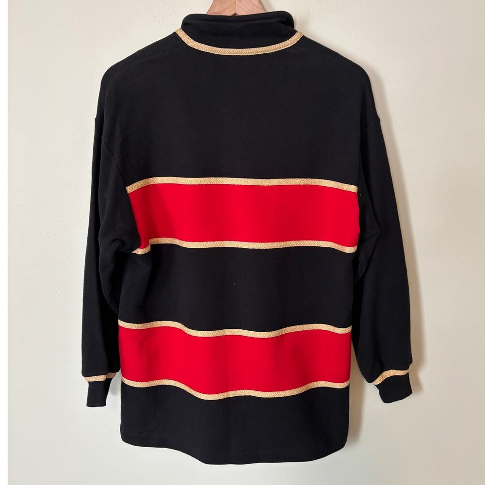St. John Sport Vintage Nautical Sweater P Quarter Zip Black Red Gold Pullover - Picture 2 of 7